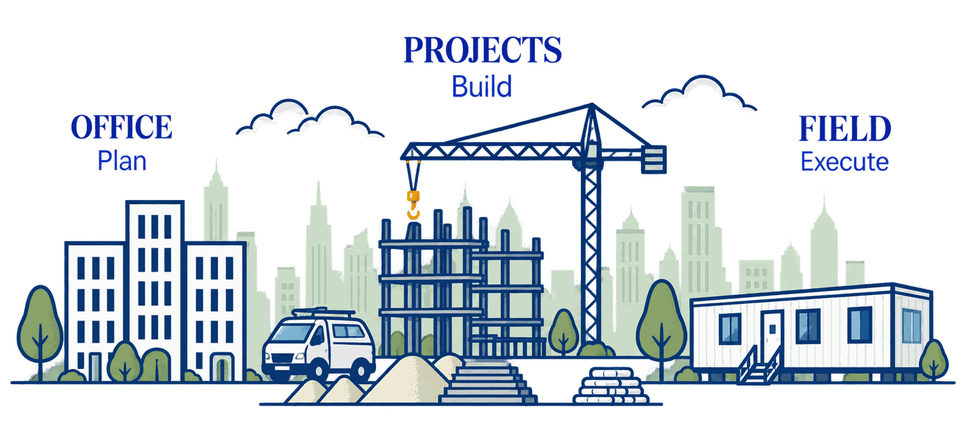 Office plans, projects build, field executes