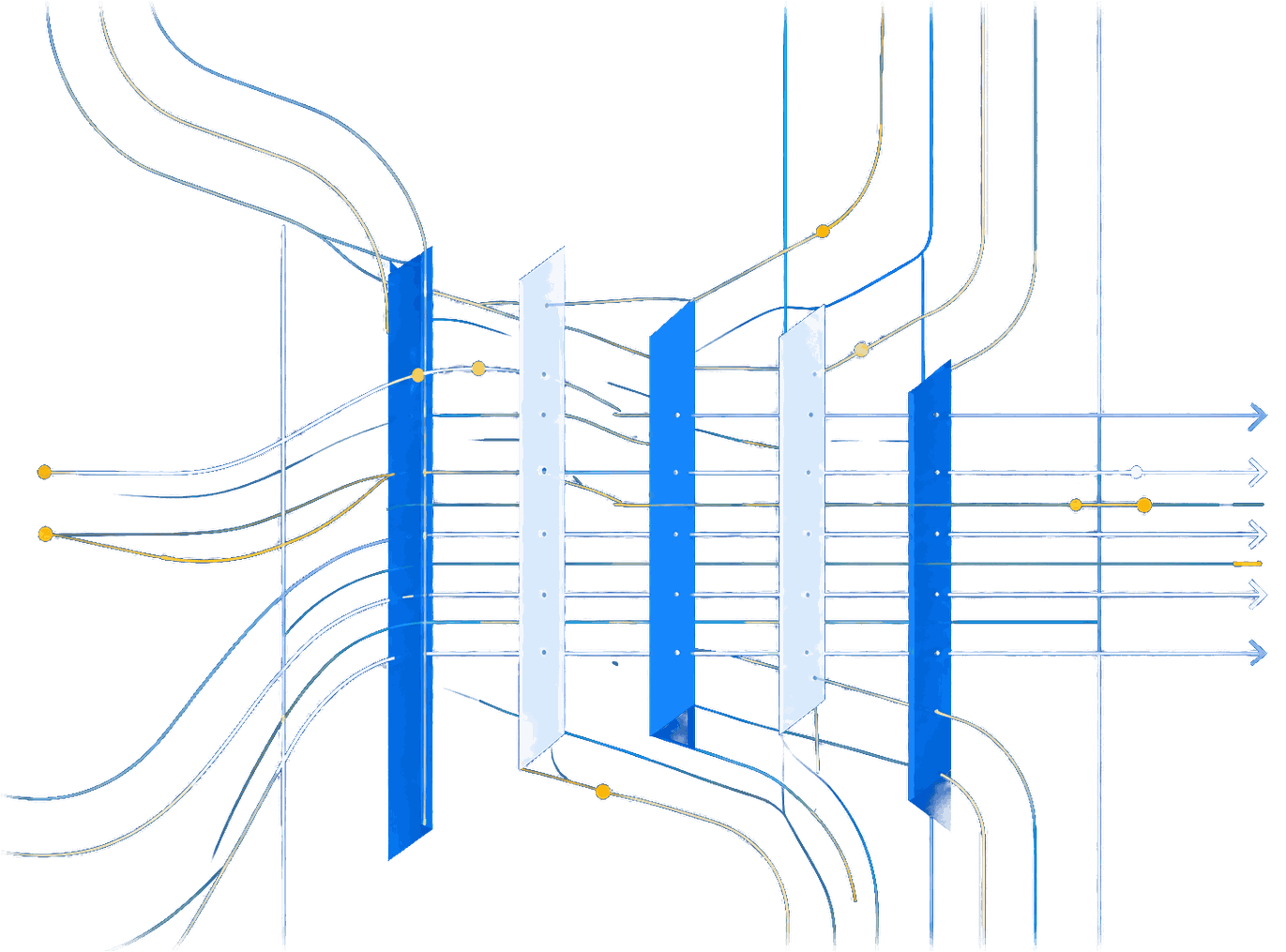 Layered security panels with connected flows