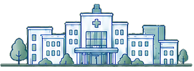 A hospital campus with connected facilities